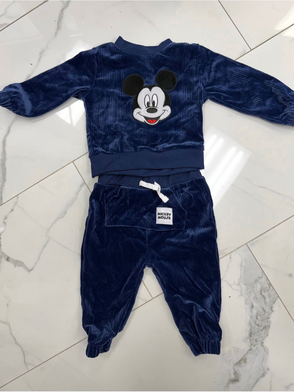 Disney Navy Mickey Velour Sweatshirt & Joggers Set